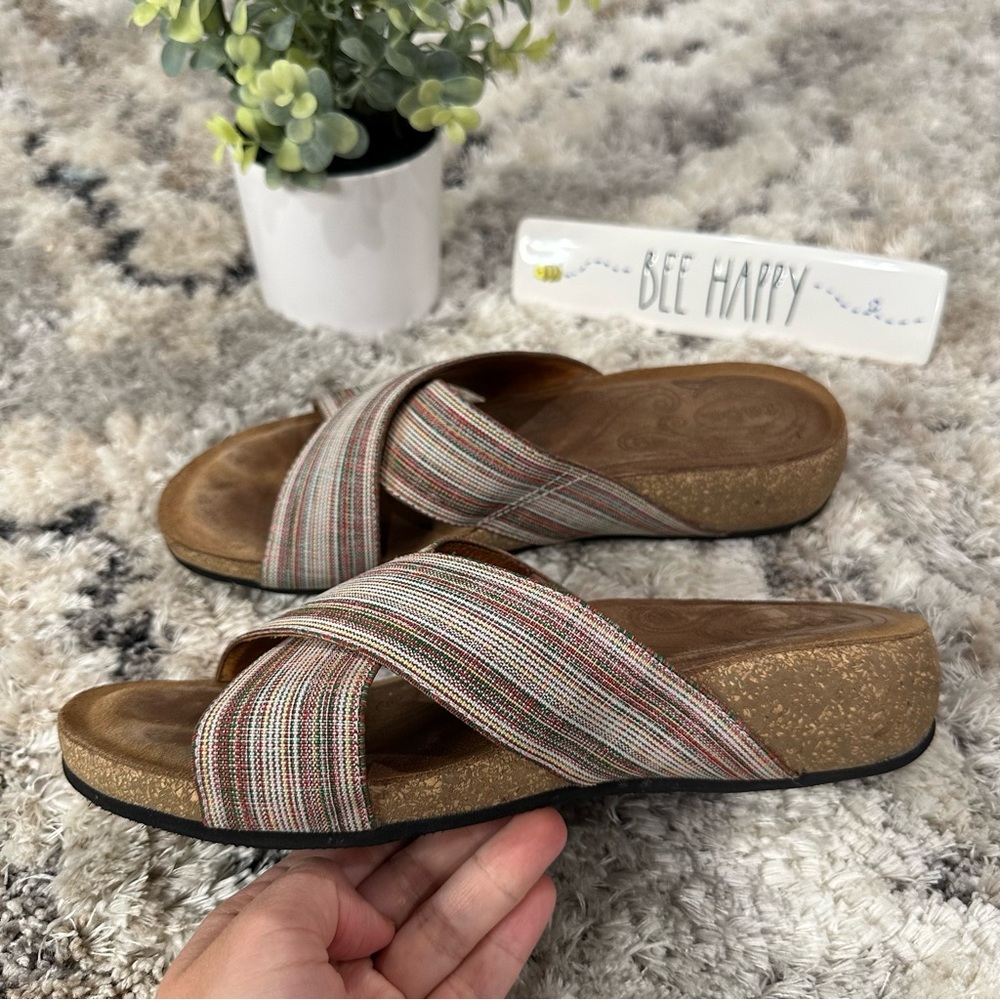 Taos Women’s Multicolor Stripe Wedge Slip On Sandals Sandals